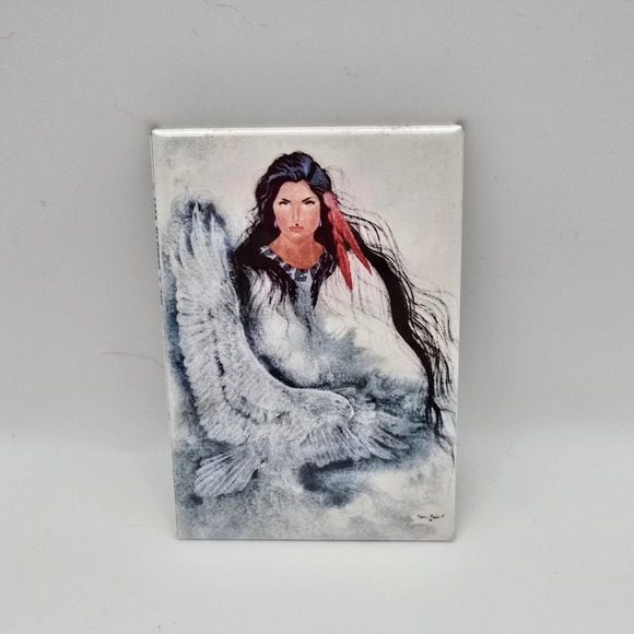 Other - Vintage 90s Free Spirt Native American Ceramic Art Tile Refrigerator Magnet